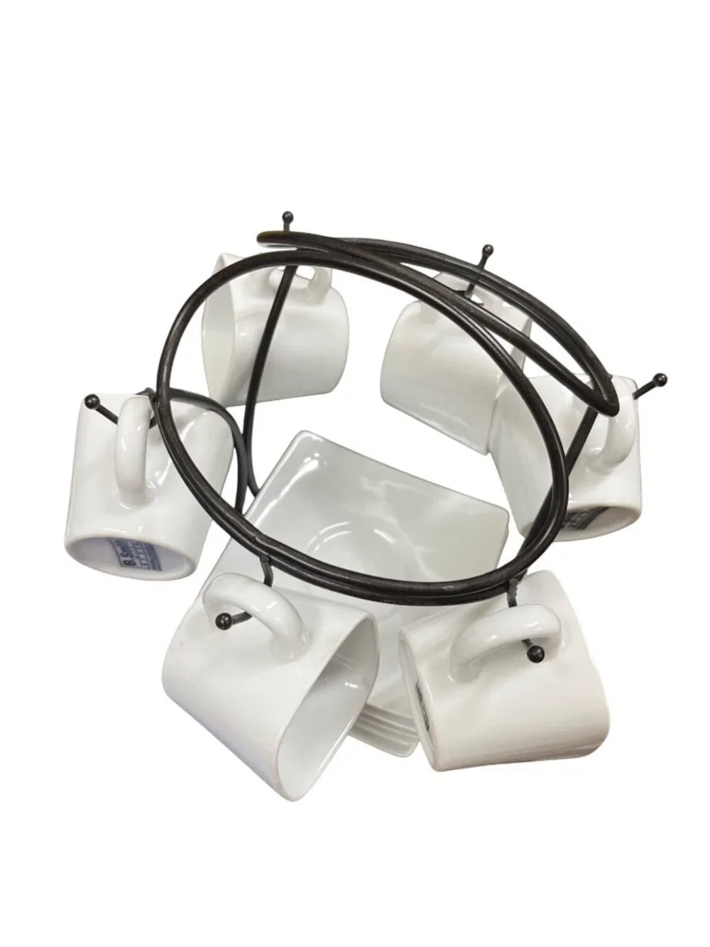 B Smith 13 piece espresso set ceramic white black rack SKU 10-586